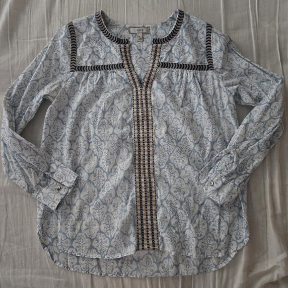 J. Crew Tops - J. Crew Blue Patterned Top Size 0